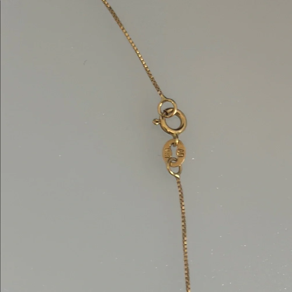 14k real solid Gold Necklace with Red coral Pendant